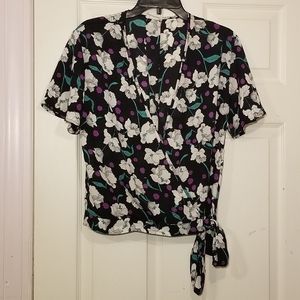 Sienna Sky Flower Print Tied Wrap Blouse